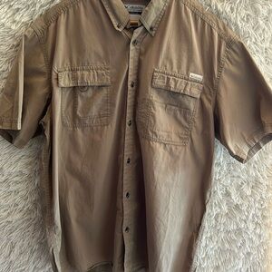 Columbia sportswear men’s shirt pocket beige short sleeve Sz xl